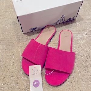 A New Day Pink Suede Slip On Sandals